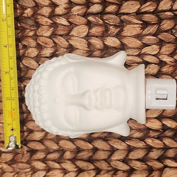 White Ceramic Buddha Head Wall Plug-In Nightlight Set Of 2 - Picture 5 of 5